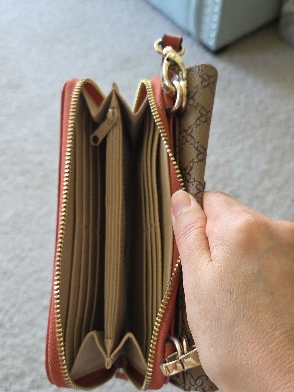 Nine West Tan Monogram Crossbody Bag Wallet